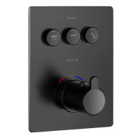 SMART CLICK смеситель скрытого монтажа (термостат 3-F, Q, кнопки с регулировкой потока), черный матовый